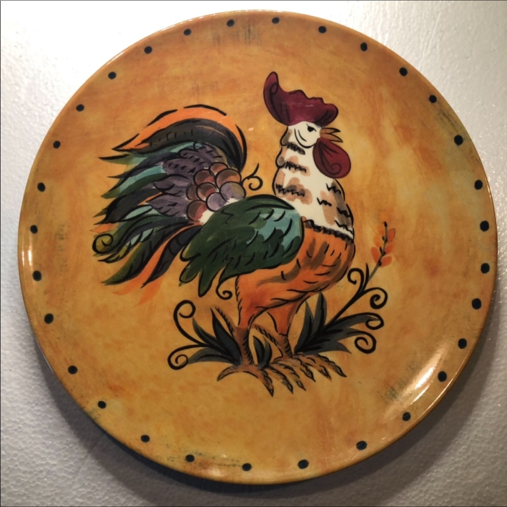 ROOSTER LARGE ROUND PLATTER MELAMINE SERVING PLATE PERFECT FOR THE HOLIDAYS  13”